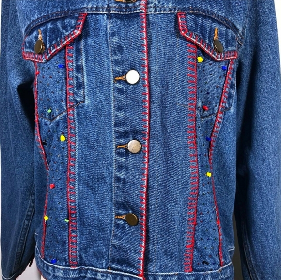 Anage embroidered with beads denim jacket. - Picture 6 of 9